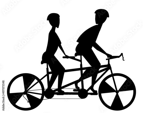 couple in tandem bike