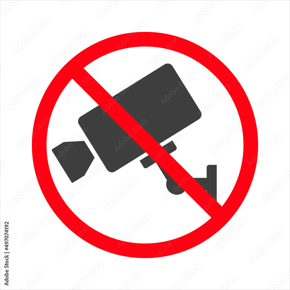security camera forbidden sign prohibition icon, not allowed symbol