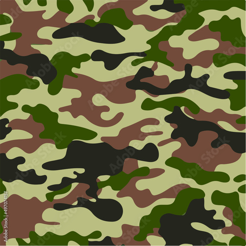 Camouflage seamless pattern background, Classic clothing style masking camo repeat print. illustration web design and clothes in green, black, brown and dark grey color