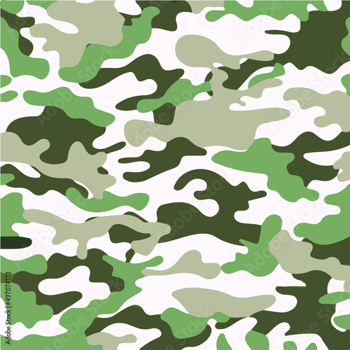 Camouflage seamless pattern background, Classic clothing style masking camo repeat print.  illustration web design and clothes in green, brown and white color