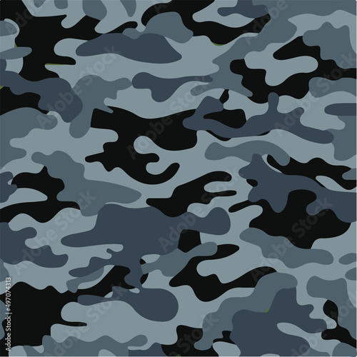 Camouflage seamless pattern background, Classic clothing style masking camo repeat print. illustration web design and clothes in grey and black color