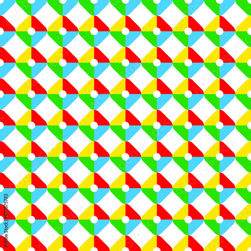 Colorful square pattern on white background. Checker pattern in yellow  red  blue and green color.  