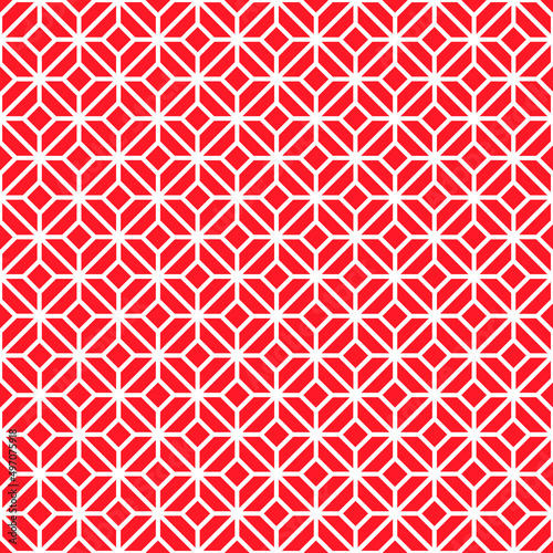 Abstract background. White and red geometrical pattern. Modern design. White maze pattern on red background. 