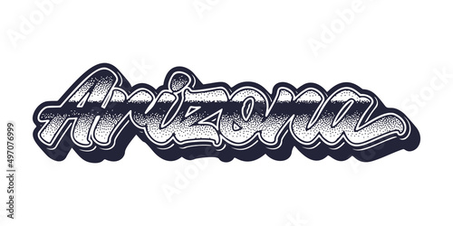 Arizona state name in retro three-dimensional graphic style