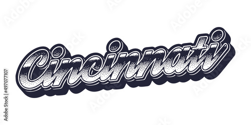 Cincinnati city name in retro three-dimensional graphic style