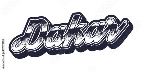 Dakar city name in retro three-dimensional graphic style