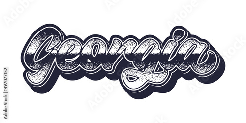 Georgia state name in retro three-dimensional graphic style