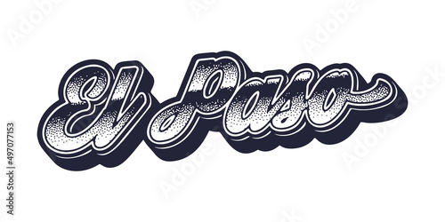El Paso city name in retro three-dimensional graphic style