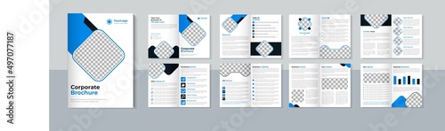 Professional company profile brochure design, Business 16 page brochure template, Corporate brochure design, Blue color