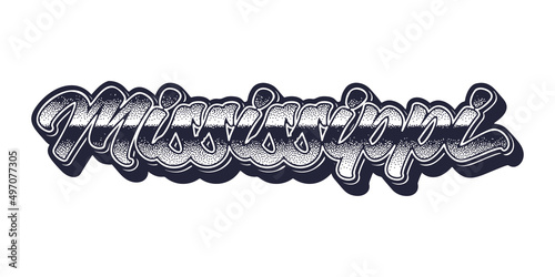 Mississippi state name in retro three-dimensional graphic style