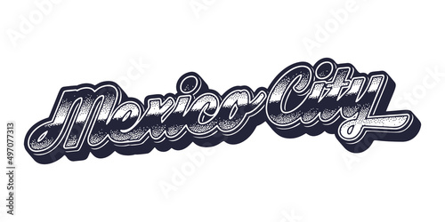 Mexico City name in retro three-dimensional graphic style