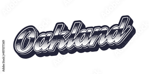 Oakland city name in retro three-dimensional graphic style