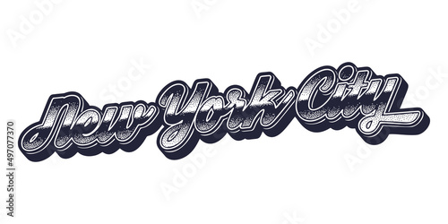 New York City name in retro three-dimensional graphic style