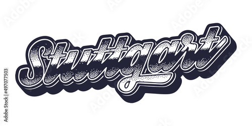 Stuttgart city name in retro three-dimensional graphic style