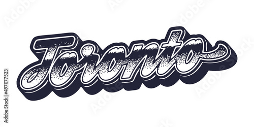 Toronto city name in retro three-dimensional graphic style