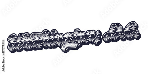 Washington, D.C. city name in retro three-dimensional graphic style