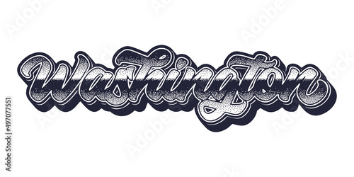 Washington state name in retro three-dimensional graphic style