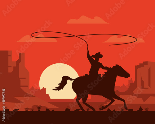 cowboy in running horse