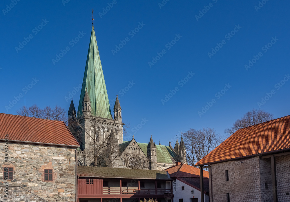 Obraz premium Nidaros Cathedral (Nidarosdomen), Trondheim, Trøndelag, Norway