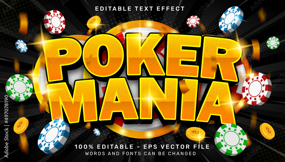 poker mania 3d text effect and editable text effect