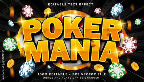 poker mania 3d text effect and editable text effect