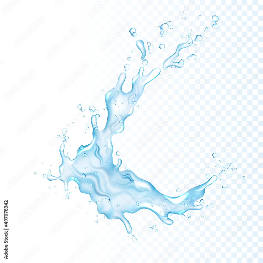 Transparent realistic water splash, isolated.	
