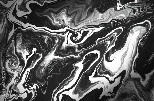 Black and white liquid marble texture background