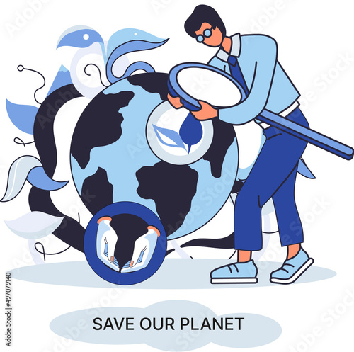 Save our planet ecological metaphor Earth day, love for native home. Sustainable gardening renewable energy. Caring for nature protecting environment stop air and water pollution, rational consumption