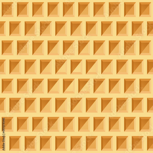 Waffle seamless pattern. Belgian wafer repeating texture. Stylized flat style wrapping background for baked goods or ice cream design. Vector eps8 illustration.