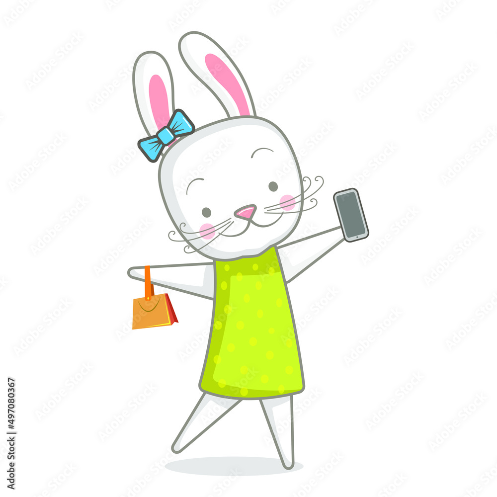 Vector image of a cute bunny. Isolated background, postcard, design.
Vector image of a cute bunny. Isolated background, postcard, design.