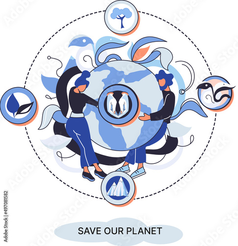 Save our planet ecological metaphor Earth day, love for native home. Sustainable gardening renewable energy. Caring for nature protecting environment stop air and water pollution, rational consumption