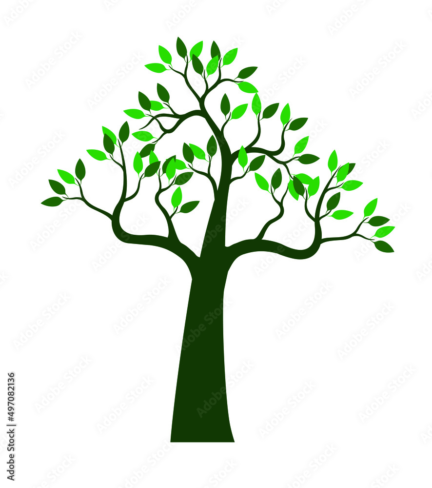 Vector Tree with green Leaves on white background. Vector Tree with green Leaves on white background.