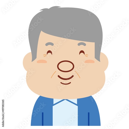 シニア男性の表情：笑顔