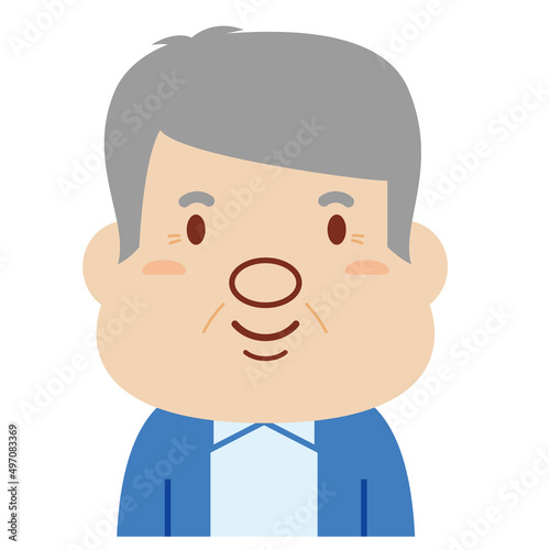 シニア男性の表情：普通