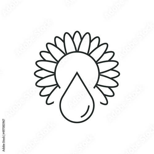 Sunflower oil icon line style isolated on white background. Vector illustration