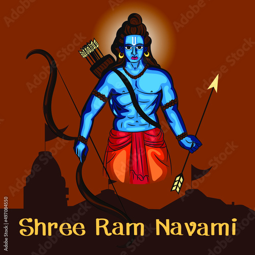 Hindu God Lord Rama Birthday illustration. photo