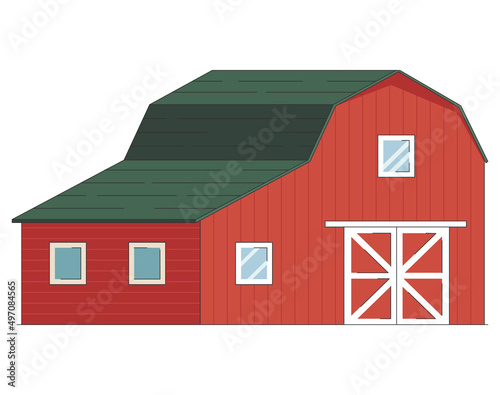 Red wooden barn isolated on the farm