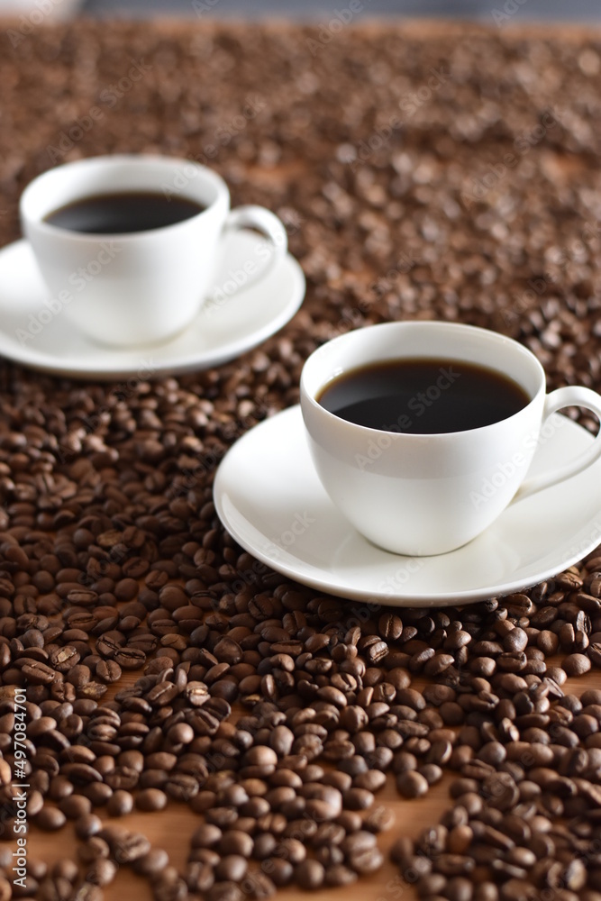 Obraz premium kawa filiżanka ziarno napój