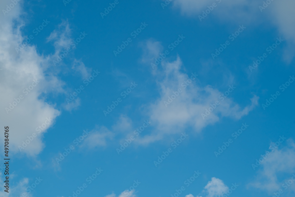 Blue Sky With White Puffy Clouds On A Sunny Day
