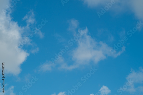 Blue Sky With White Puffy Clouds On A Sunny Day