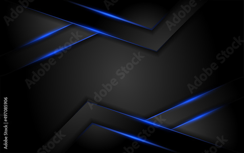 Abstract dark background with blue neon glowing