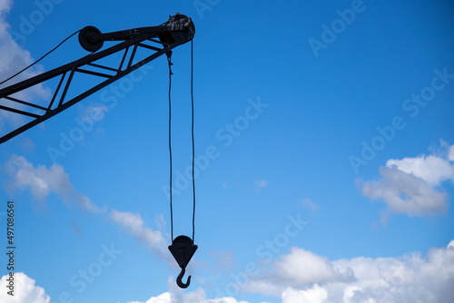 crane hook on blue sky