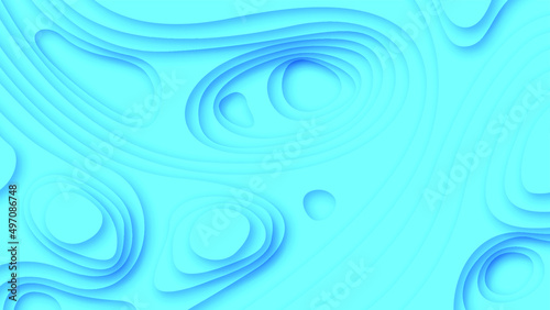 Abstract Paper Cut Wavy Sea Ocean Wave Water Blue White Background Vector Design
