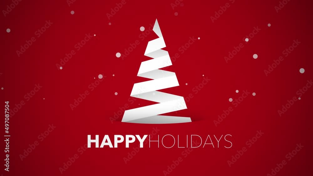 Happy Holidays with white cartoon Christmas tree, motion holidays and winter style background for New Year and Merry Christmas Happy Holidays with white cartoon Christmas tree, motion holidays and winter style background for New Year and Merry Christmas