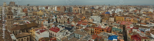 Panoramic view of old town of Valencia from the tower Miguelete of Valencia Cathedral,Spain,Europe 