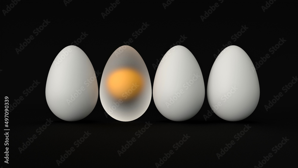 Eggs on black background. Easter eggs. 3d render illustration Eggs on black background. Easter eggs. 3d render illustration