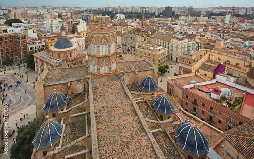 View of Valencia Cathedral from the tower Miguelete,Spain,Europe 