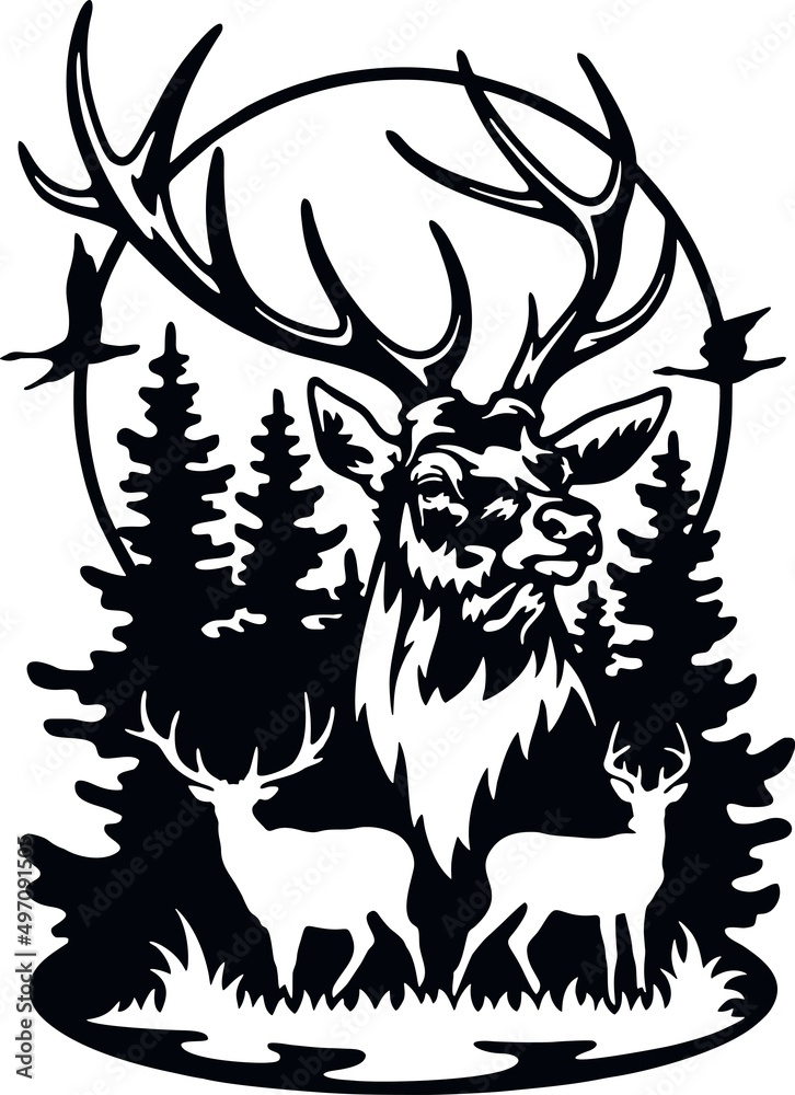 Deer, male - Wildlife Stencils - Deer Silhouette, Wildlife clipart ...