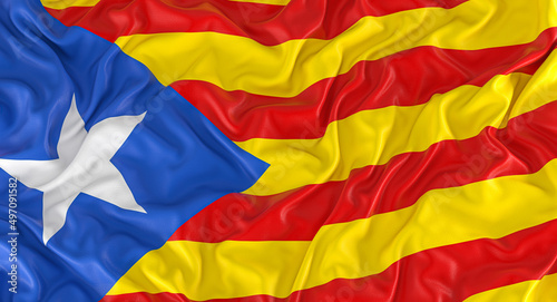 catalonia flag blowing in the wind. photo