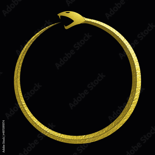 Ouroboros Infinity Symbol Golden 3D